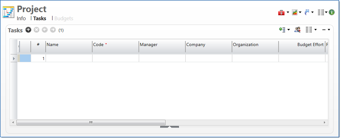 Project - Tasks Tab - Screen Description
